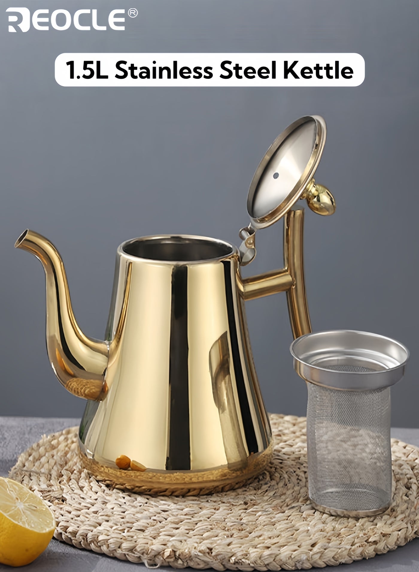 REOCLE 1.5L 306 Stainless Steel Coffee Maker with Strainer Capacity Heat Resistant Teapot Kettle for Restaurant Home Use Suitable for Coffee Tea Cold Water Ideal Beverage Brewing Tool for Families Caf